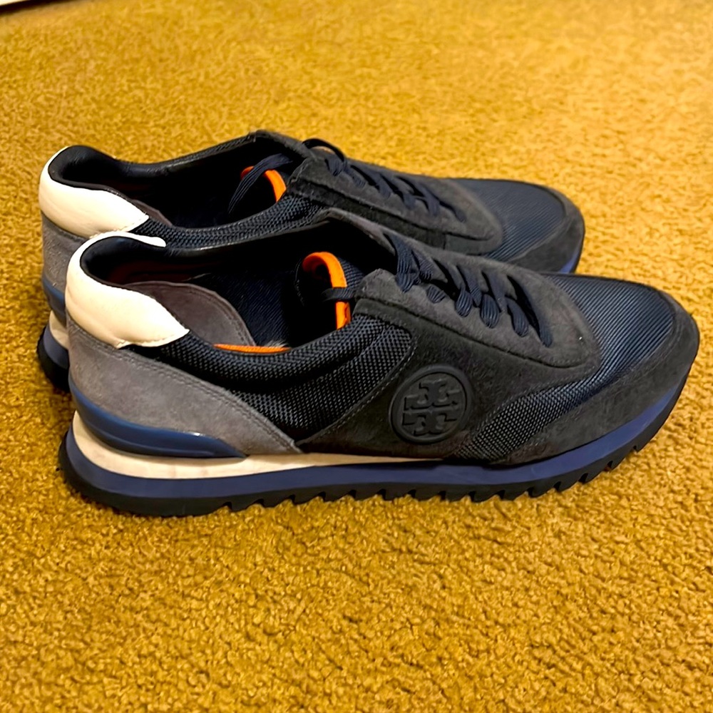 Tory Burch Navy Blue & Gray Suede Sneakers!